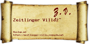 Zeitlinger Villő névjegykártya